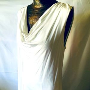 New BCBGMaxazria Malory White Cowl Neck Midi Dress Size Medium